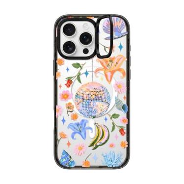 Imagem de CASETiFY Capa com suporte de anel de impacto para iPhone 16 Pro Max [suporte/2 m. 3 x proteção contra quedas de grau militar/compatível com Magsafe] - Disco Magic - preto transparente