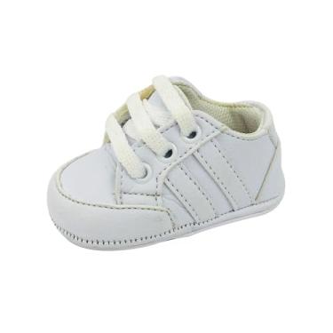 Imagem de Bebê-Sapatinhos recém-nascido e primeiros passos, forrado com tecido espumado14ao20 baby 1901A (Branco Branco, BR, Bebê, Numérico, 14)