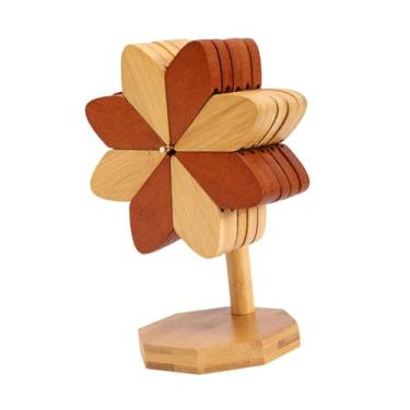 Imagem de DimyFew 4 peças protetor de bambu esteiras dobrável novidade decorativo prático almofadas de mesa para bule tigela pote utensílios presente, Multicolorido