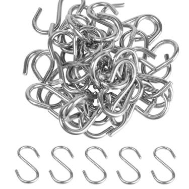 Imagem de AUXBC 48 peças de ganchos em S de aço inoxidável 304 de 3,5 cm, ganchos para pendurar M2 resistentes, mini ganchos em forma de S, conectores para pendurar cortina, ganchos utilitários em forma de S