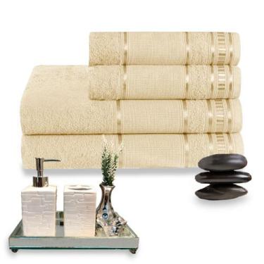 Imagem de Conjunto de Banho Premium 4 Peças 100% Algodão - Dianneli, Baunilha