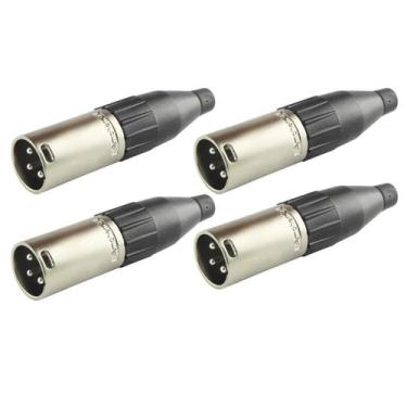 Imagem de Kit 4 Conectores Xlr Canon Macho Amphenol 3 Vias Ac3mm/n