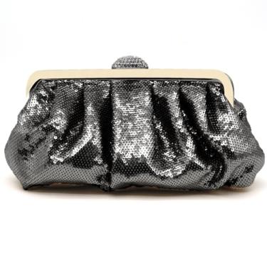 Imagem de ATQCOL Bolsas clutch de lantejoulas para mulheres com miçangas plissadas com glitter, elegantes para festas de casamento e noite, Preto, 9.05" x 1.96" x 5.11"