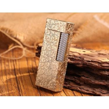 Imagem de WDMART - Isqueiro mecânico de latão H59 • Isqueiro de óleo de chama macia retrô • Isqueiros de querosene de chama aberta e fresca, abertura de tampa com um clique • Modelo: Flame Spirit (TC)