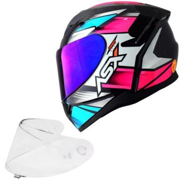 Imagem de Capacete Feminino Asx City Start Rosa Esportivo Viseira Roxa, Rosa, 62