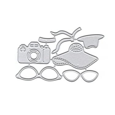 Imagem de Óculos chapéu para câmera, moldes de corte de metal para costura, faça você mesmo, para fazer cartões, estêncis, festivais, álbuns, álbuns, papel, artesanato, modelo, cortes