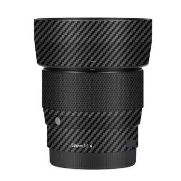 Imagem de Película protetora para lente de câmera, película protetora, película vinly, adesivo premium para Sigma 56 mm F1.4 DG DN, adequado para Sony E Mount para Canon EFM Mount (fibra de carbono preta)