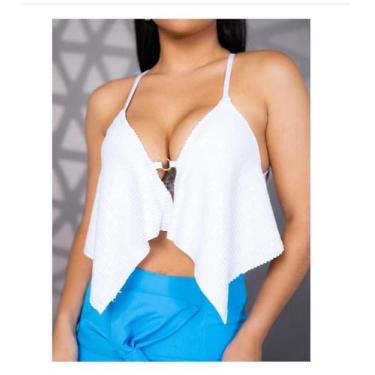 Imagem de Cropped Paête Brilhante Lantejoulas - JZ FASHION, Branco, UN