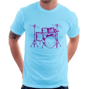 Imagem de Camiseta Bateria Música (rosa) - Foca na Moda, Azul bebê, G