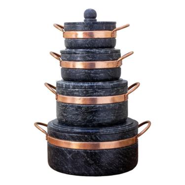 Imagem de Jogo de Panelas de Pedra Sabão 1, 2, 3 e 4 Litros Melhor Acabamento