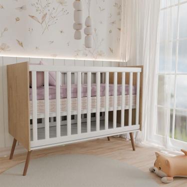 Imagem de Berço Mini Cama Delicadeza Freijó/Branco - Panorama Móveis