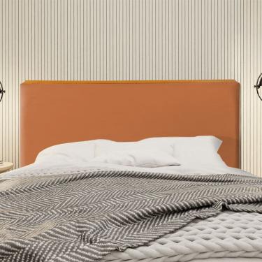 Imagem de Cabeceira Cama Box King 1,93m Estofada Detalhe em Madeira Java Veludo Terracota