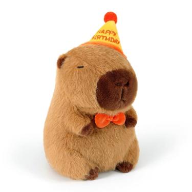 Imagem de Brinquedo de pelúcia Ditucu Cute Capivara com chapéu de feliz aniversário 43 cm