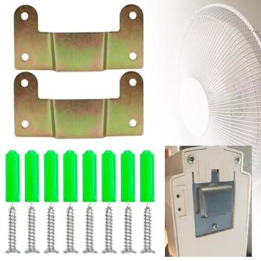 Imagem de LUTQ 2 conjuntos de suportes de montagem de parede resistentes, suporte de ventilador de aço sólido com parafusos de fixação, suporte oculto para a maioria dos ventiladores - tipo plugue fêmea
