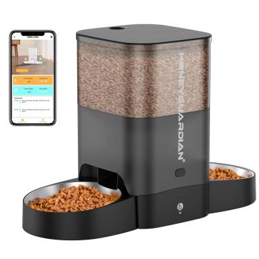 Imagem de Alimentador automático para gatos HoneyGuaridan 3.5L para dois gatos 2.4G Wi