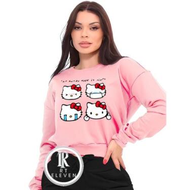 Imagem de Moletom Feminino Hello Kity Modelo Gola Careca Blusa de frio Linha Pre