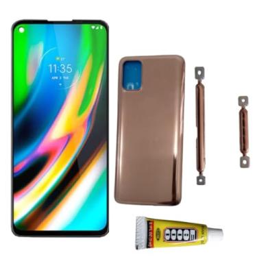 Imagem de Tela Display Lcd Touch Para Moto G9 Plus Dourado + Tampa + Botões + Cola 3 Ml