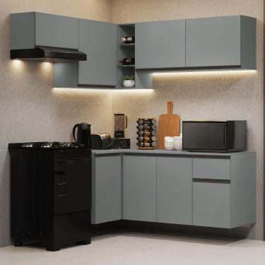 Imagem de Armário de Cozinha Completa de Canto Suspenso 325cm Cinza Nice Madesa 05