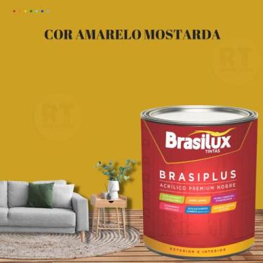 Imagem de Tinta de Parede Semi Brilho Amarelo Brasiplus 800ml Acrilica Lavável. 