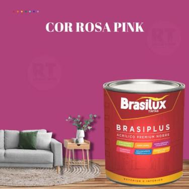 Imagem de Tinta Semi Brilho Rosa Barbie 800ml Brasiplus Acrílica Premium Lavável