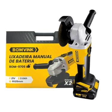 Imagem de Lixadeira Esmerilhadeira Angular 21V – 8000RPM, 2 Baterias 3.0Ah, 2 Discos de 5", Torque Ajustável, Maleta e Carregador Incluso