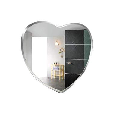 Imagem de Espelho de parede sem moldura para pendurar na parede nórdico moderno HD prata espelho art déco barbear leve para banheiro, quarto, salão de beleza, banho