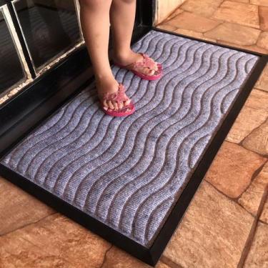 Imagem de Capacho 40x70 Tapete de Porta Antiderrapante Borracha Decoração Sala E