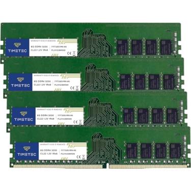 Imagem de Timetec Hynix Kit original de 32 GB (4 x 8 GB) DDR4 3200 MHz PC4-25600 ECC sem buffer 1,2 V CL22 1Rx8 Single Rank 288 pinos UDIMM módulo de memória RAM (32 GB KIT (4 x 8 GB))