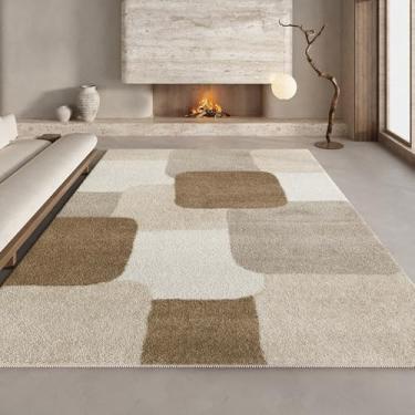 Imagem de Tapete geométrico bege marrom, estilo creme minimalista, tapete enorme para sala de estar, tapetes confortáveis e macios para quarto, YHT015,2,A,300x400CM