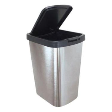 Imagem de Lixeira 9 litros com tampa click sortida inox vermelho rose - Arqplast