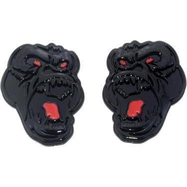 Imagem de 2 peças Emblemas de macaco irritado Gorila Lateral Traseira Emblema 3D Carro Caminhão Motocicletas Decalque Gorila Adesivo Personalizado Novo (Preto Brilhante)