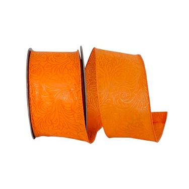 Imagem de Reliant Ribbon Fita de borda com fio em relevo rolagem de folhas, laranja