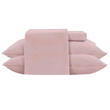 Imagem de Jogo de Cama king 4 Peças jolitex ternille 300 Fios - Toque de Seda - Rosê