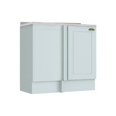 Imagem de Gabinete de Cozinha Modulado Balcão Canto Reto Americana 1Pta c/ Tampo Branco - Henn