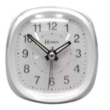 Imagem de Relógio Despertador Herweg 2721-021 Branco Luz Noturna