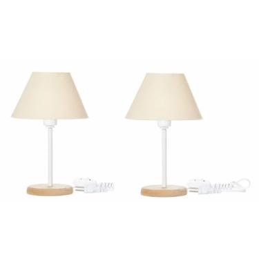 Imagem de kit 2 Abajures Luminária de Mesa com Cúpula 17cmx27cm(BEGE)