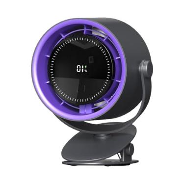 Imagem de Ioensy Clip no ventilador de grampo com o timer inteligente de resfriamento prático ventilador de desktop mudo ajustável para trekking acampando em casa, Cinza Escuro