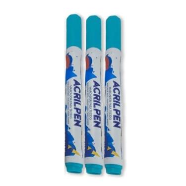 Imagem de Kit Com 3 Canetas Para Tecido Acrilpen 503 - Azul Celeste - Acrilex - Pintura Permanente e Personalização É Ideal Para Personalizar E Detalhar Seus Projetos De Tecido Com Precisão E Durabilidade