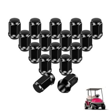 Imagem de Drive-up Kit de porca de roda cromada para carrinho de golfe para modelos Club Car DS Precedent e EZGO TXT RXV, 16 pacotes pretos (tamanho 1/2-20) OEM 1010984 14723-G1