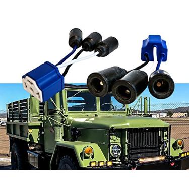 Imagem de Conjunto de 2 H4 9003 HB2 conector de acoplador fêmea de farol plugue de borracha 12 AWG para caminhão militar compatível com caminhão Humvee M35a2 M35 M35a3 M923 HMMWV m998
