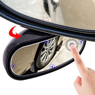 Imagem de Espelhos de ponto cego, espelho retrovisor giratório convexo ajustável para carros universais, espelho adesivo de vidro HD oval com ângulo amplo de 360°