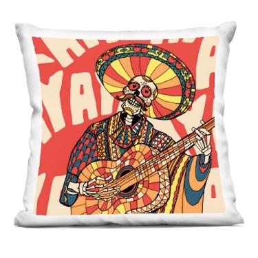 Imagem de Stupell Industries Day of Dead Guitarrista Skeleton Almofada impressa interna, 45 x 18 x 45, vermelho