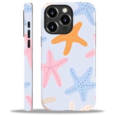 Imagem de COTAIL Capa projetada para iPhone 15 Pro, capa híbrida de 2 camadas, proteção de nível militar, durável, à prova de choque, anti-arranhões, estrela do mar colorida