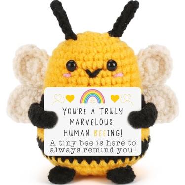 Imagem de LEJIAJINW Thank You Teachers Appreciaiton Gifts for Women Men, Inspirational Cheer Up Positive Message Gift for Mom Mothers Day Grandma Mother's Day Sister Friends Mini Positive Crochet Bee