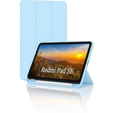 Imagem de Capa Case PREMIUM para Redmi Pad SE 11" com Compartimento para Pencil Anti-impacto Tampa Magnética (Azul Claro)
