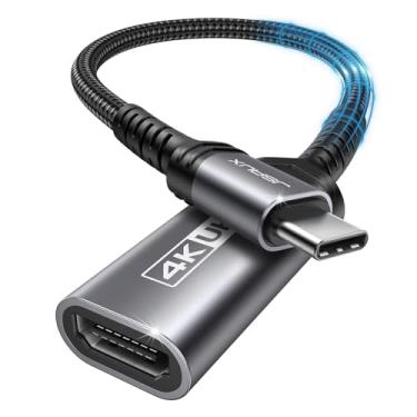 Imagem de JSAUX Adaptador USB C para HDMI, adaptador fêmea 4K tipo C para HDTV compatível com Thunderbolt 3, iPhone 16/15 Pro Max, MacBook Pro/Air, Surface, Galaxy S21 S20 Ultra[Apenas USB C para HDMI] - Cinza