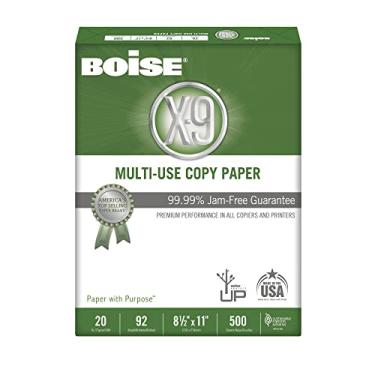 Imagem de Boise® Papel multiuso para impressora e copiadora X-9®, tamanho carta (21 x 28 cm), resma de 500 folhas, brilho 92 (EUA), 9 kg, branco
