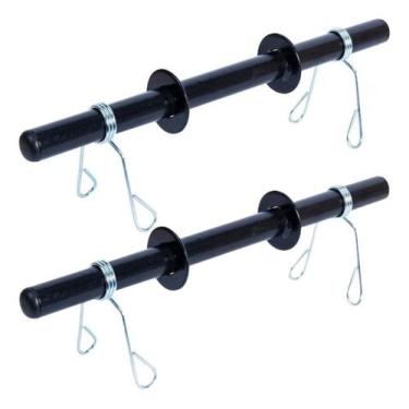 Imagem de Par Halter Barra Oca 40cm Com Presilhas Academia Musculação Treino Fun