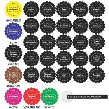 Imagem de Cartela tempero 25 etiquetas adesivo auto colante rotulo 5 cm diametro