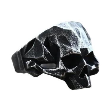 Imagem de Anel de Caveira Masculino em Aço Inoxidável 316L - Estilo Motociclista